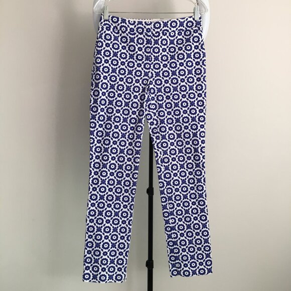 Boden Pants - BODEN Blue White Floral Print Slit Hem Dress Pant